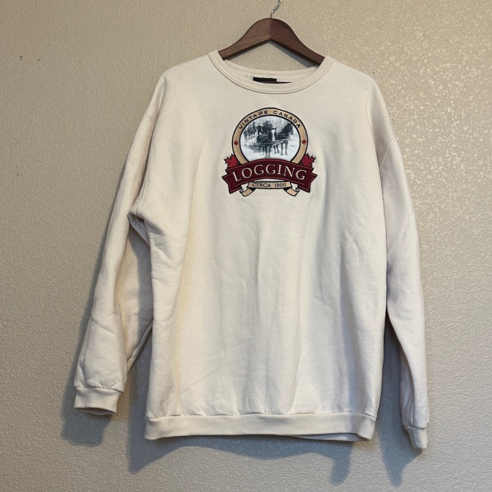 Vintage Canadian Logging Graphic crew neck Sweater